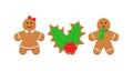 Classic Christmas cookies. Gingerbread man, woman and holy. Xmas biscuit isolated on white background Royalty Free Stock Photo