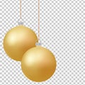 Classic christmas golden balls with glance. Isolated new year baubles design elements. Vector illustration Royalty Free Stock Photo