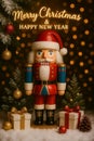 Classic Christmas Nutcracker Soldier in Holiday Setting Royalty Free Stock Photo