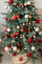 Christmas tree bokeh in classic red and white colors, soft focus Royalty Free Stock Photo