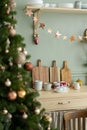 Classic Christmas kitchen decorations in silver and Golden colors Royalty Free Stock Photo