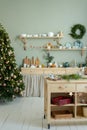 Classic Christmas kitchen decorations in silver and Golden colors Royalty Free Stock Photo