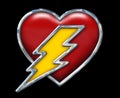 Classic Chrome Heart with Lighting Bolt-3D illustration