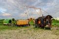 Classic circus gypsy caravan and aerial rig Royalty Free Stock Photo