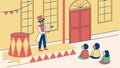 Classic Circus Tent with Ringmaster and Delighted Children, Fun, vector design Generative AI Royalty Free Stock Photo
