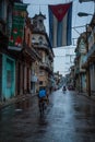 Classic city street view in colonial Havana,Cuba.