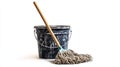 A classic cleaning scene featuring a mop and a traditional bucket. Tools for cleanliness and order. Essential for every Royalty Free Stock Photo