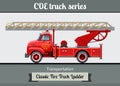 Classic COE fire truck ladder side view