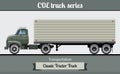 Classic COE tractor trailer truck side view