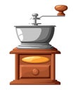 Classic coffee grinder manual coffee mill vector illustration isolated on white background Royalty Free Stock Photo