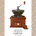 Classic coffee grinder in wooden case vector illustration. mill Royalty Free Stock Photo