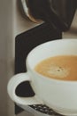 Classic coffee made with espresso machine at home Royalty Free Stock Photo