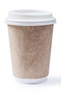 Classic coffee papercup with white cap isolated