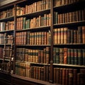 Classic collection Vintage law books grace old library bookshelves