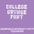 Classic college font. Vintage grunge font in american style. Vector illustration