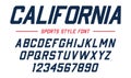 Classic college font. Vintage sport sans serif, beveled font in american style for football, soccer, baseball