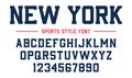 Classic college font. Vintage sport serif font in american style for football, soccer, baseball