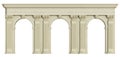 Classic colonnade on white