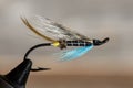 Classic and colorful Atlantic salmon fishing wet fly. Royalty Free Stock Photo