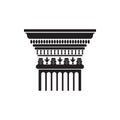 Classic column capital black line icon, retro historical pillar silhouette