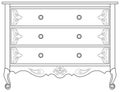 Classic commode with damask royal ornaments