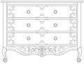 Classic commode with damask royal ornaments