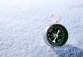 Classic compass in snow in winter