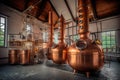 classic copper whisky stills in a traditional distillery Royalty Free Stock Photo