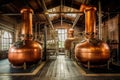 classic copper whisky stills in a traditional distillery Royalty Free Stock Photo