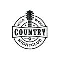 Classic country music logo, guitar vintage retro logo design