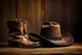 A classic cowboy hat and leather boots, showcasing the rugged elegance of Western wear