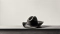 A cowboy hat on a wooden table with a white background. Generative AI.