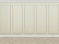 Classic cream wall with wood floor,