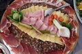 Classic Croatian starter plate with Fine Croatian prosciutto, sliced salami and cheese