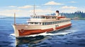 Classic Cruise Ship: A Pop Art Illustration Inspired By Whistlerian And Hudson River School