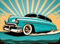 Classic cruiser, digital illustration painting artwork, retro style Royalty Free Stock Photo