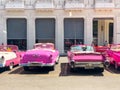 Pink classic Cuban vintage car. American classic car on the road in Havana, Cuba. Royalty Free Stock Photo