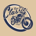 Classic custom motorcycle logo design illustration