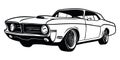 Classic custom muscle car racing in retro style vector illustration - Out line