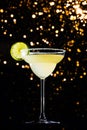 Classic daiquiri on the dark background with festive holiday bokeh.  Luxury craft drink concept Royalty Free Stock Photo