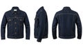 Classic dark blue denim jacket with multiple pockets Royalty Free Stock Photo