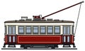 The classic dark red and white tramway