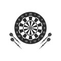 Classic dart board target and darts arrow icons isolated on white background. Royalty Free Stock Photo