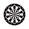 Classic darts board game template in black and white