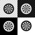 Classic darts board with twenty black and white sectors icon isolated on black, white and transparent background. Dart