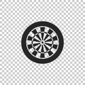 Classic darts board with twenty black and white sectors icon isolated on transparent background. Dart board sign