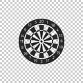 Classic darts board with twenty black and white sectors icon isolated on transparent background. Dart board sign Royalty Free Stock Photo