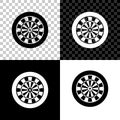 Classic darts board with twenty black and white sectors icon isolated on black, white and transparent background. Dart