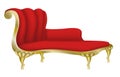 Classic red velvet on golden daybed Royalty Free Stock Photo