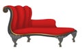Classic red velvet on black trim with gold daybed Royalty Free Stock Photo